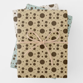 Hoja De Papel De Regalo Dark Brown Micro Floral Sand, Sage green, beige