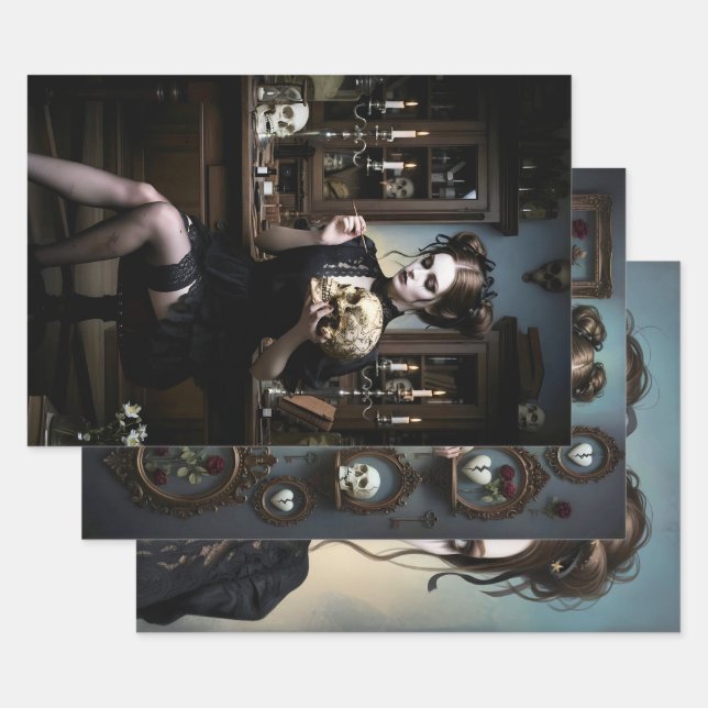 Hoja De Papel De Regalo Dark Romantic Gothic Design (Set)