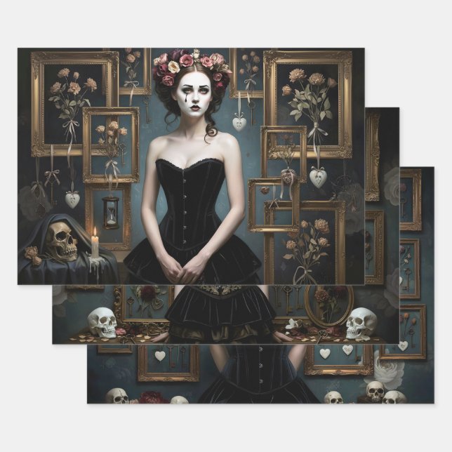 Hoja De Papel De Regalo Dark Romantic Gothic Design (Set)