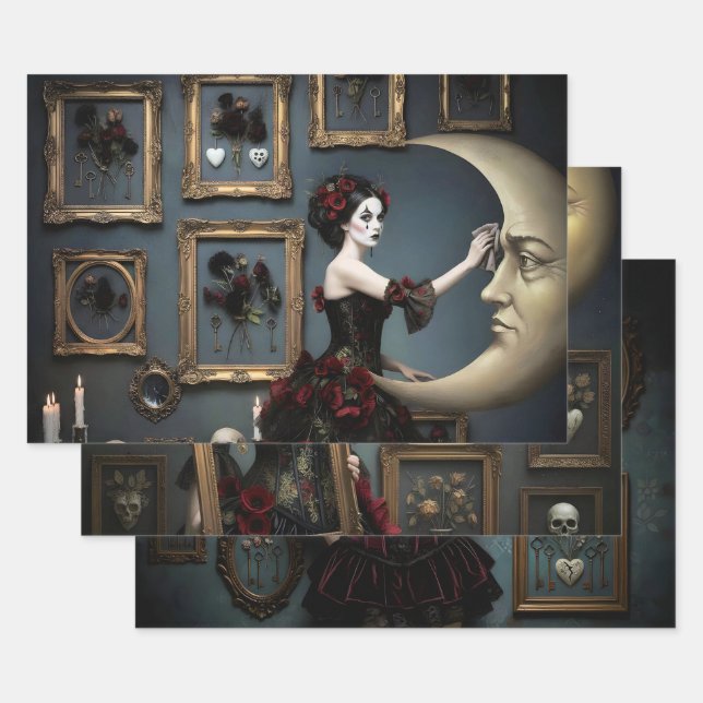 Hoja De Papel De Regalo Dark Romantic Gothic Design (Set)