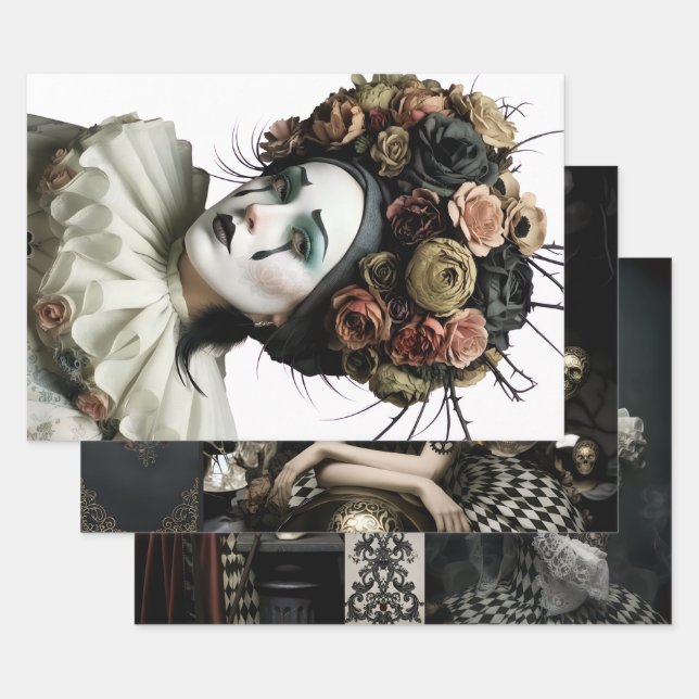 Hoja De Papel De Regalo Dark Romantic Gothic Design (Set)