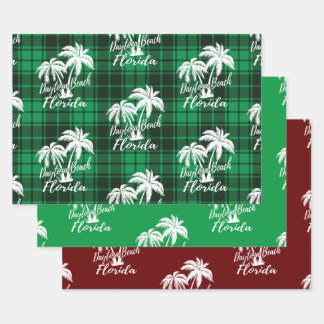 Hoja De Papel De Regalo Daytona Beach Florida Green Plaid Green Red