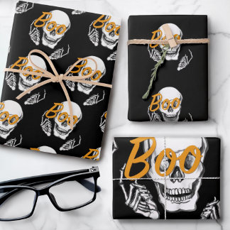 Hoja De Papel De Regalo 👓 de cráneo de gafas de Boo