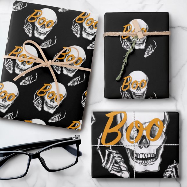 Hoja De Papel De Regalo 👓 de cráneo de gafas de Boo (Subido por el creador)
