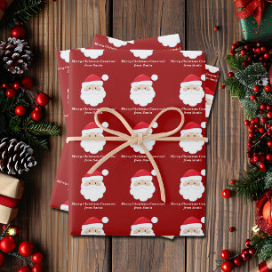 Hoja De Papel De Regalo De los Navidades de niños rojos de Santa Cute Pers