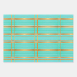 Hoja De Papel De Regalo De moda y Moda con acento azul y oro