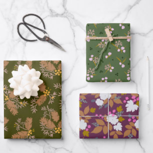 Hoja De Papel De Regalo De otoño a invierno en celebración por envolver pa
