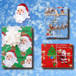 Hoja De Papel De Regalo De Santa Claus añada a los Navidades del nombre de