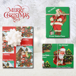 Hoja De Papel De Regalo De Santa Claus añada nombres para niños 3