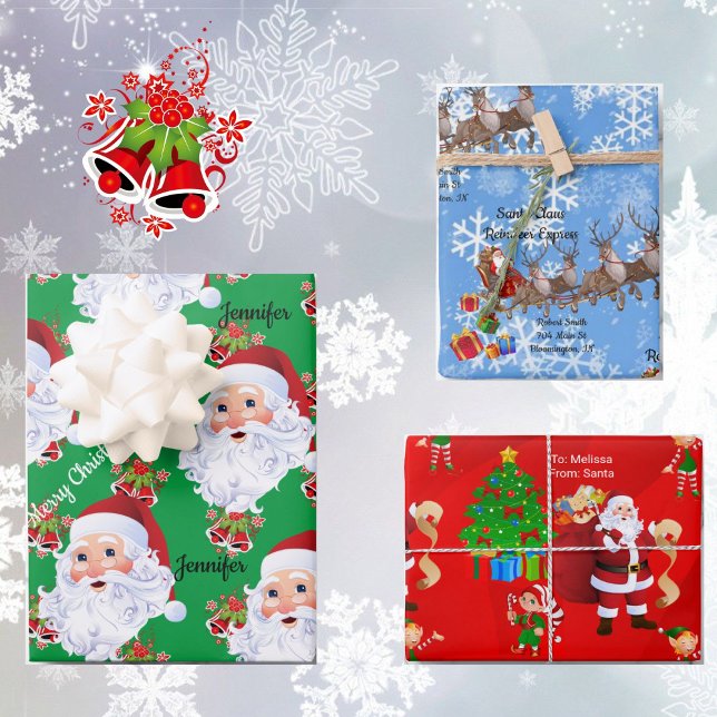 Hoja De Papel De Regalo De Santa Claus personaliza a los niños nombran Nav (Subido por el creador)