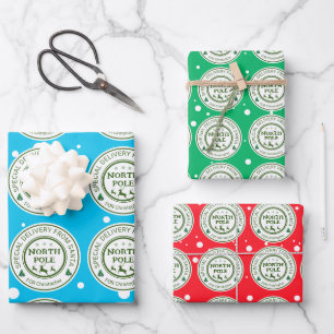 Hoja De Papel De Regalo de santa pegatinas polo norte