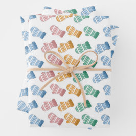 Hoja De Papel De Regalo De Scratch Sketched Mitten Gift Wrap