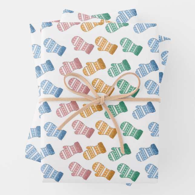 Hoja De Papel De Regalo De Scratch Sketched Mitten Gift Wrap (In situ)