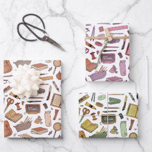 Hoja De Papel De Regalo De vuelta a la escuela divertidos iconos coloridos