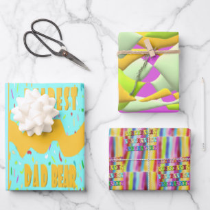 Hoja De Papel De Regalo Dearest Dad Bear diseño divertido color mostaza az