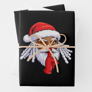 Hoja De Papel De Regalo Decoración de fiesta de Navidad de Santa Claus afr