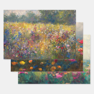 Hoja De Papel De Regalo Decoración impresionista de flores silvestres colo