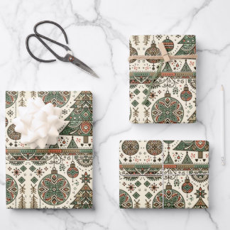 Hoja De Papel De Regalo Decoración verde del árbol de Navidad