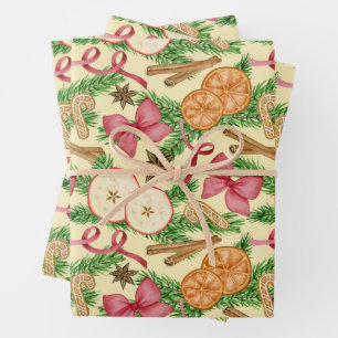 Hoja De Papel De Regalo Decoraciones navideñas acuarelas y cookies
