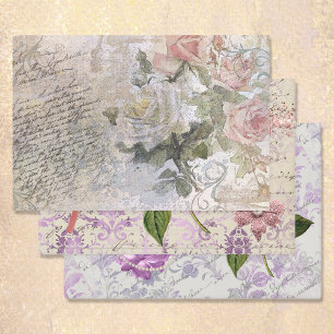 Hoja De Papel De Regalo Decoupage de varianza floral efímera