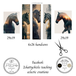 Hoja De Papel De Regalo Decoupage Doble Exposición Caballos Serruchos