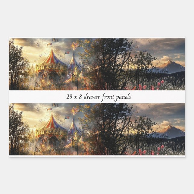 Hoja De Papel De Regalo Decoupage Drawer Front Big Top Carnival Panel  (Anverso)