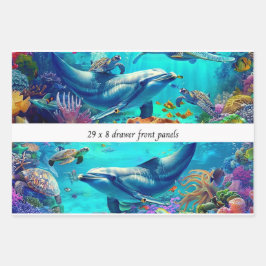 Hoja De Papel De Regalo Decoupage envolvente 3 Cajonera de delfines de Sea