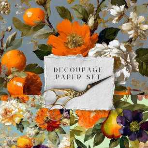 Hoja De Papel De Regalo Decoupage Floral Botánico Rústico Vintage