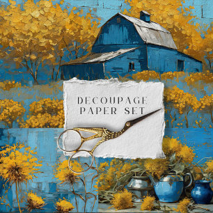 Hoja De Papel De Regalo Decoupage Floral Rústico Vintage Textura Granja