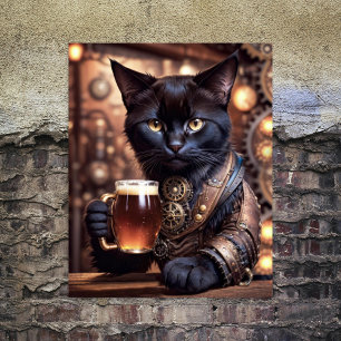 Hoja De Papel De Regalo Decoupage - Gato steampunk bebiendo cerveza -