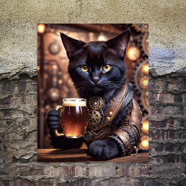 Hoja De Papel De Regalo Decoupage - Gato steampunk bebiendo cerveza