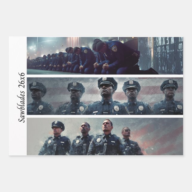 Hoja De Papel De Regalo Decoupage Police Tribute Handsaws  (Anverso)