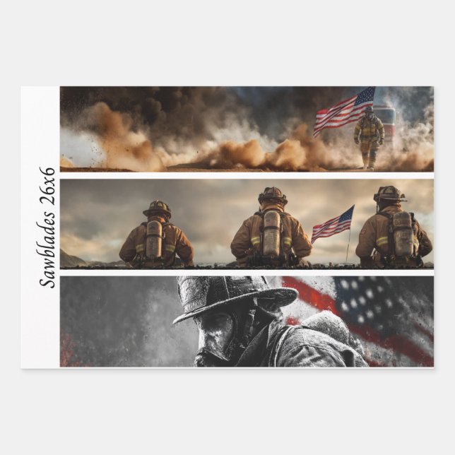Hoja De Papel De Regalo Decoupage Proud Firefighters American Flag  (Anverso)
