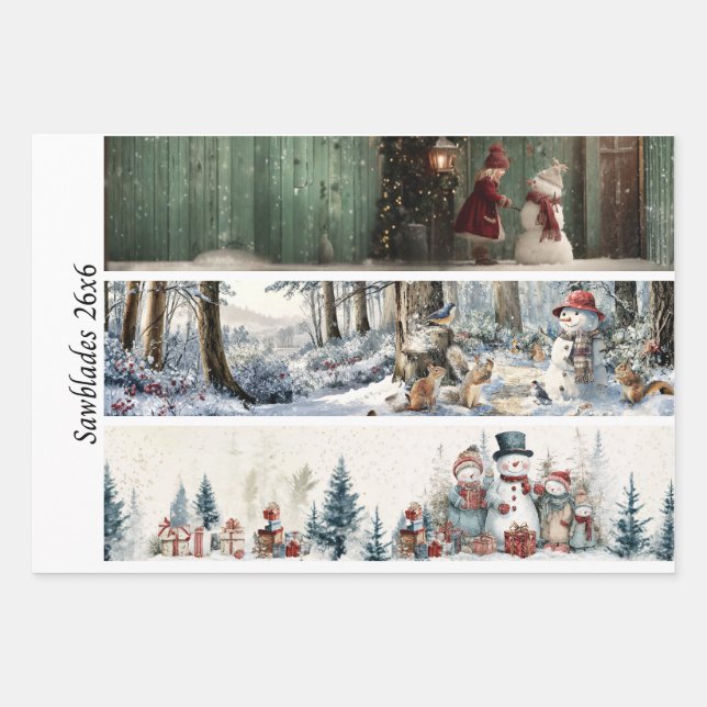 Hoja De Papel De Regalo Decoupage Winter Sawblade Set 26x6  (Anverso)