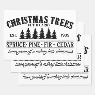 Hoja De Papel De Regalo Decoupaginación vintage del Rótulo de Navidad