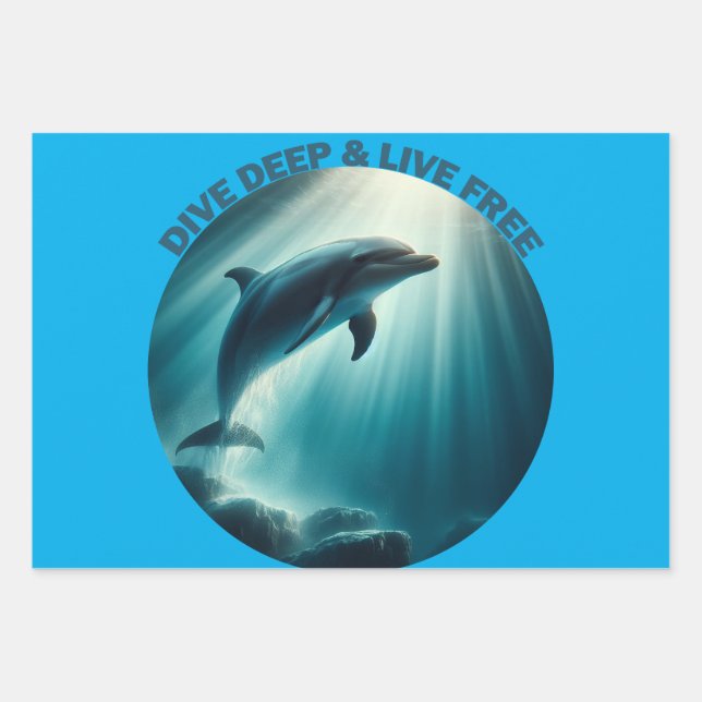 Hoja De Papel De Regalo Deep Live Free Dolphin (Anverso)