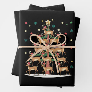 Hoja De Papel De Regalo Deer Christmas Tree Funny Holiday Cute Reindee