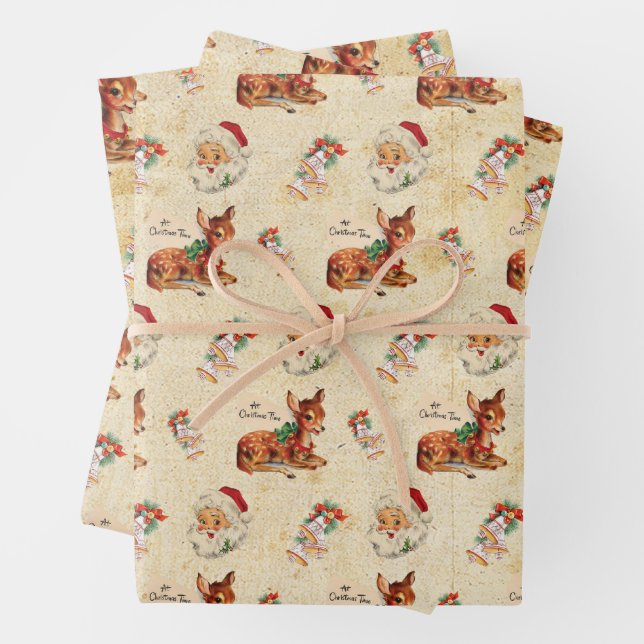 Hoja De Papel De Regalo Deer Santa (In situ)