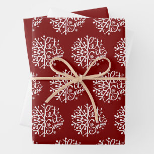 Hoja De Papel De Regalo Deja que nieve Temporada de nieve Copos de inviern