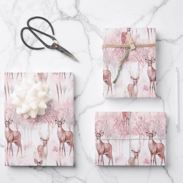 Hoja De Papel De Regalo Delicado ciervo sobre Navidades (Anverso)