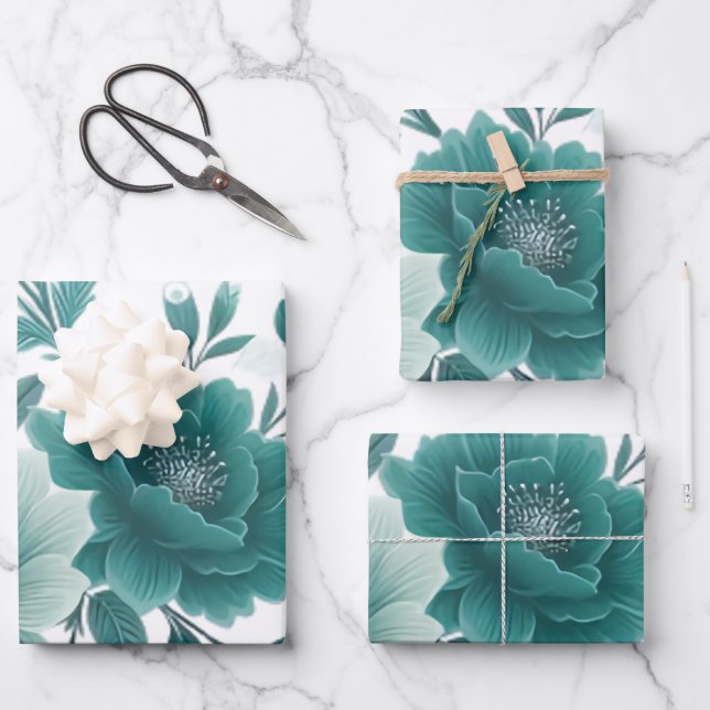 Hoja De Papel De Regalo 💐Delicia de Flor Azul (Anverso)