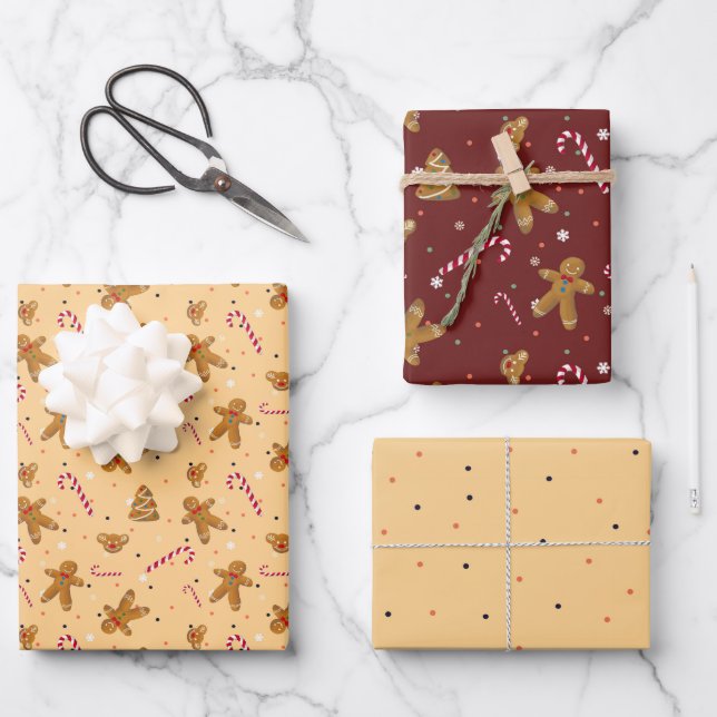 Hoja De Papel De Regalo Deliciosos Navidades galletas y hombres de jengibr (Anverso)