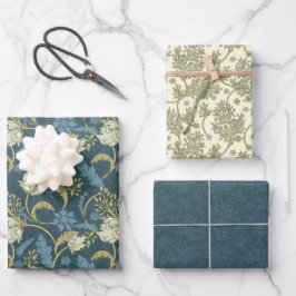 Hoja De Papel De Regalo Demanda floral verde y azul del Parque Morris