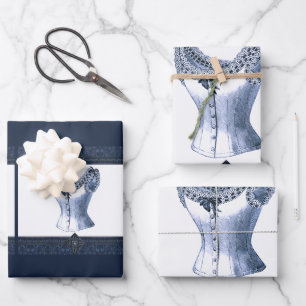 Hoja De Papel De Regalo Denim Blue Vintage Bustier
