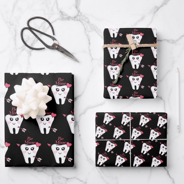 Hoja De Papel De Regalo Dentist Valentine - Corazón dental, sé mío (Anverso)