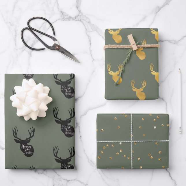 Hoja De Papel De Regalo Depósito de oro verde (Anverso)