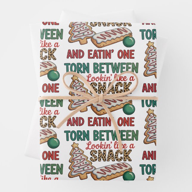 Hoja De Papel De Regalo Derramado entre parecer un refrigerio y comer uno (In situ)