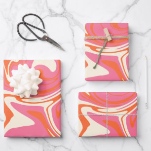 Hoja De Papel De Regalo Derrame - rosa, Naranja y crema