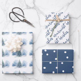 Hoja De Papel De Regalo Deseos más cálidos Árbol Evergreen cubierto de nie