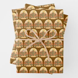 Hoja De Papel De Regalo Desierto de cactus con sol